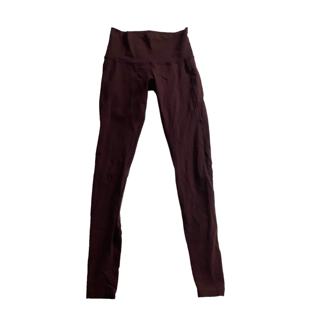 Lululemon Mesh Cut Out Maroon Tights Leggings Size 6